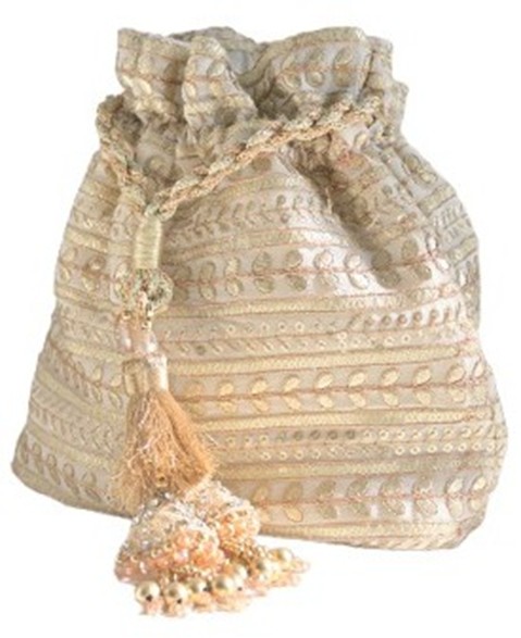 Embellished Potli Bag with Moti Tassel